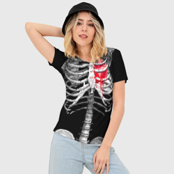 Женская футболка 3D Slim Скелет с сердцем - фото 2