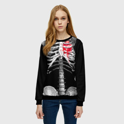 Женский свитшот 3D Скелет с сердцем - фото 2