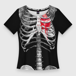Женская футболка 3D Slim Скелет с сердцем