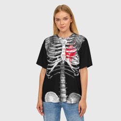 Женская футболка oversize 3D Скелет с сердцем - фото 2