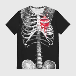 Мужская футболка 3D Скелет с сердцем