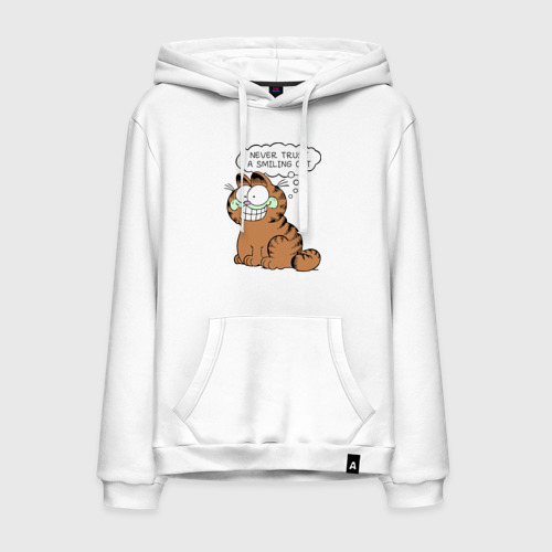 Мужская толстовка хлопок Garfield Smiling Cat, цвет белый