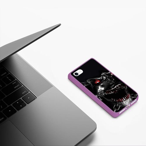 Чехол для iPhone 5/5S матовый Череп в цепях, цвет фиолетовый - фото 5