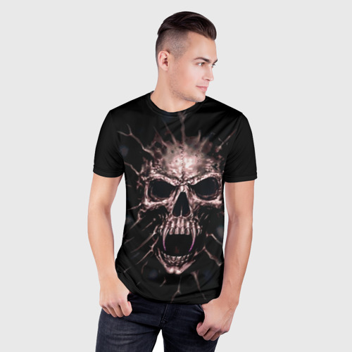 Мужская футболка 3D Slim Scary skull, цвет 3D печать - фото 3