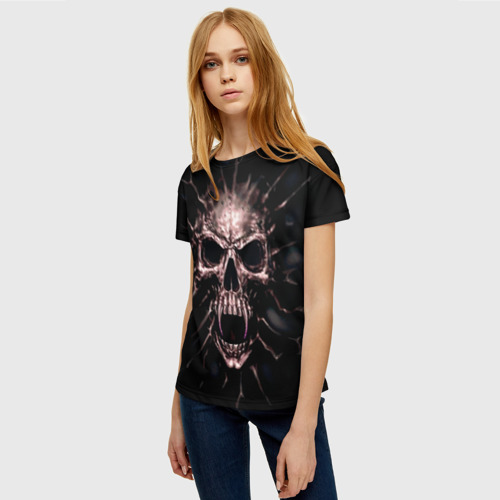 Женская футболка 3D Scary skull, цвет 3D печать - фото 3