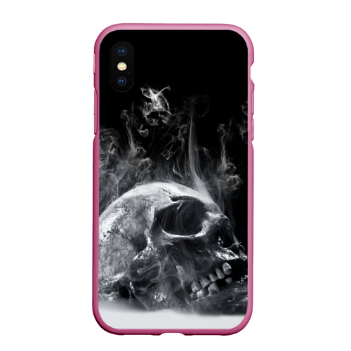 Чехол для iPhone XS Max матовый Skull, цвет малиновый