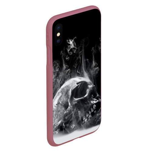 Чехол для iPhone XS Max матовый Skull, цвет малиновый - фото 3