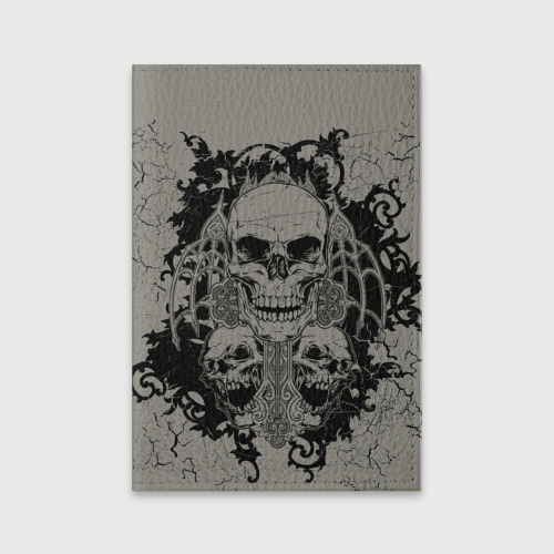 Обложка для паспорта матовая кожа Skulls, цвет бирюзовый