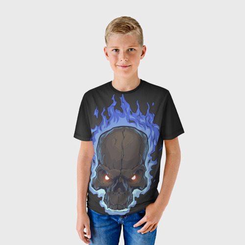 Детская футболка 3D Fire skull, цвет 3D печать - фото 3