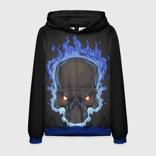 Мужская толстовка 3D Fire skull, цвет синий