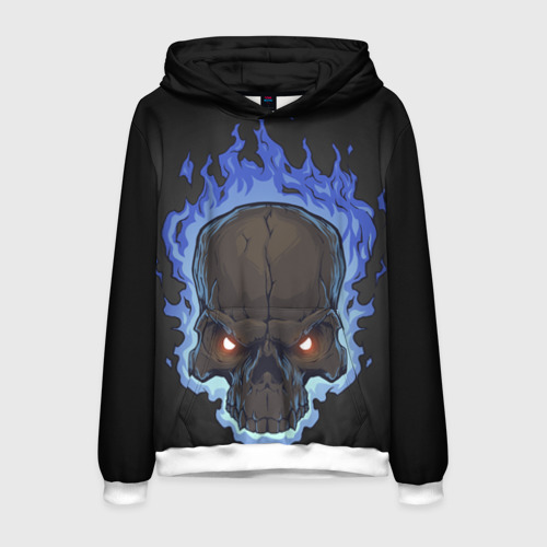 Мужская толстовка 3D Fire skull, цвет белый