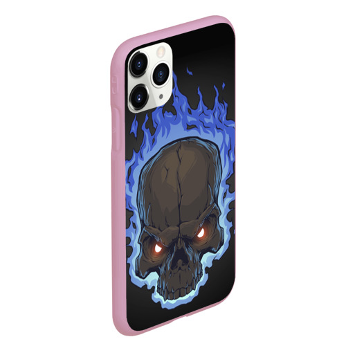 Чехол для iPhone 11 Pro Max матовый Fire skull, цвет розовый - фото 3