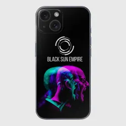 Чехол для iPhone 15 силиконовый с защитой камеры Black Sun Empire