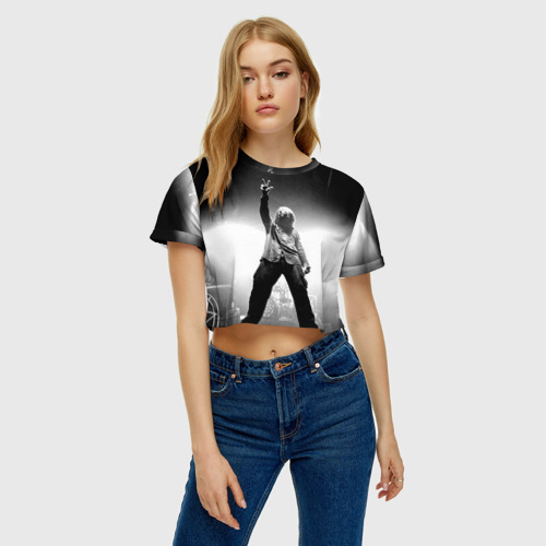Женская футболка Crop-top 3D Slipknot, цвет 3D печать - фото 4