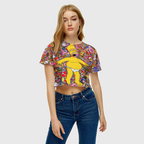Женская футболка Crop-top 3D Гомер - фото 3
