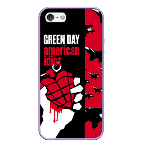 Чехол для iPhone 5/5S матовый Green Day, цвет светло-сиреневый