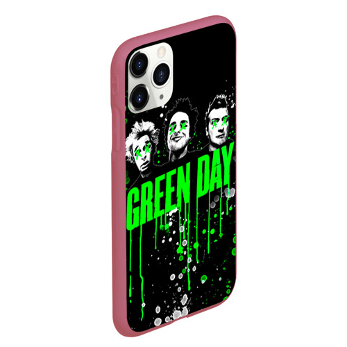 Чехол для iPhone 11 Pro Max матовый Green Day, цвет малиновый - фото 3