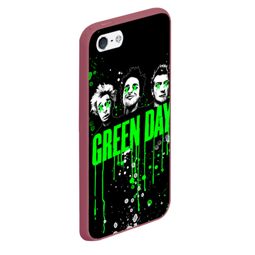 Чехол для iPhone 5/5S матовый Green Day, цвет малиновый - фото 3