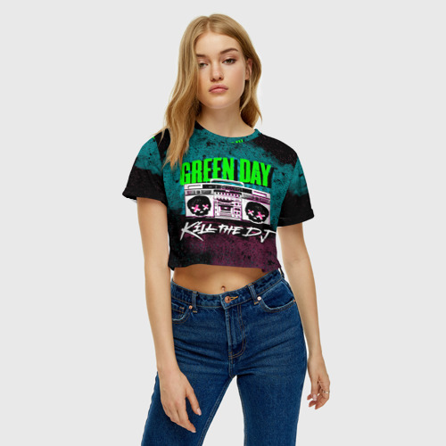 Женская футболка Crop-top 3D Green Day, цвет 3D печать - фото 3