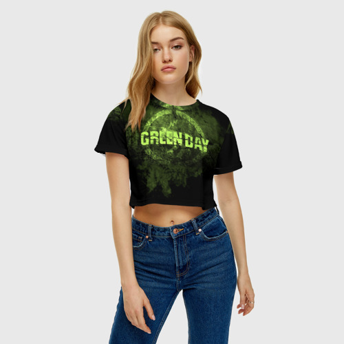 Женская футболка Crop-top 3D Green Day, цвет 3D печать - фото 4