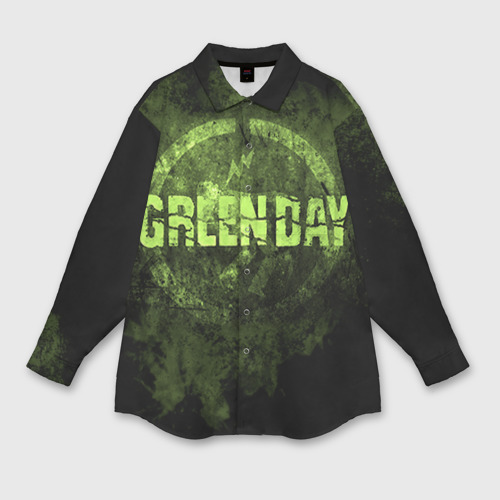 Мужская рубашка oversize 3D Green Day, цвет белый