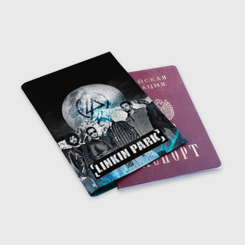Обложка для паспорта матовая кожа Linkin Park, цвет бирюзовый - фото 3