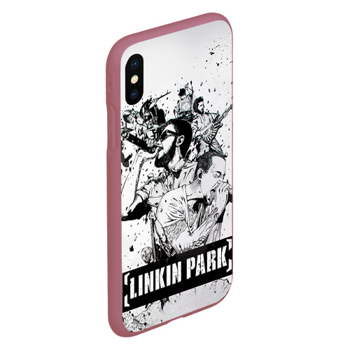 Чехол для iPhone XS Max матовый Linkin Park, цвет малиновый - фото 3