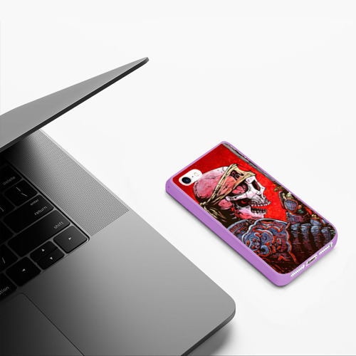 Чехол для iPhone 5/5S матовый Череп, цвет сиреневый - фото 5