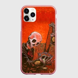 Чехол для iPhone 11 Pro матовый Скелет с гитарой