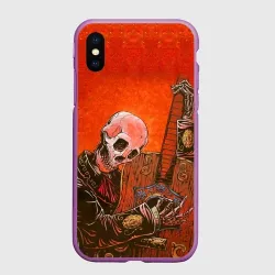 Чехол для iPhone XS Max матовый Скелет с гитарой