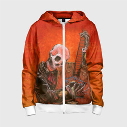 Детская толстовка 3D на молнии Скелет с гитарой