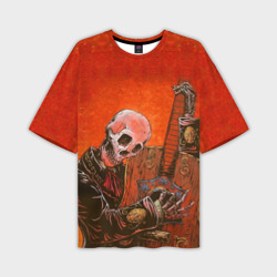 Мужская футболка oversize 3D Скелет с гитарой