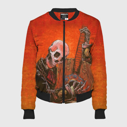Женский бомбер 3D Скелет с гитарой