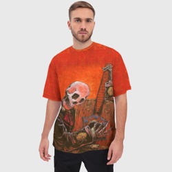 Мужская футболка oversize 3D Скелет с гитарой - фото 2