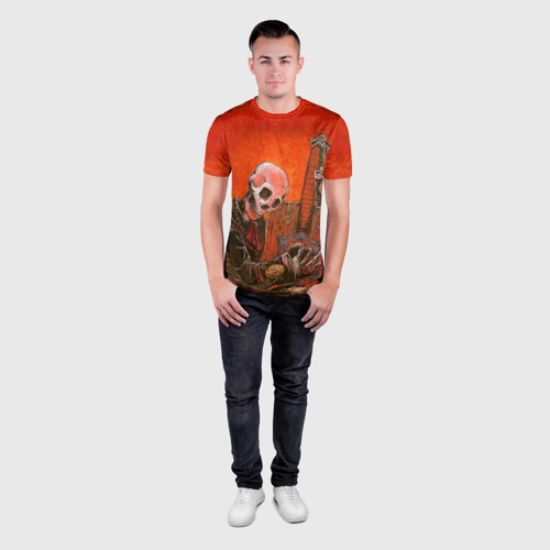 Мужская футболка 3D Slim Скелет с гитарой, цвет 3D печать - фото 4