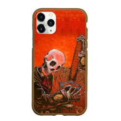 Чехол для iPhone 11 Pro матовый Скелет с гитарой
