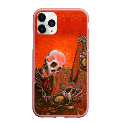 Чехол для iPhone 11 Pro Max матовый Скелет с гитарой