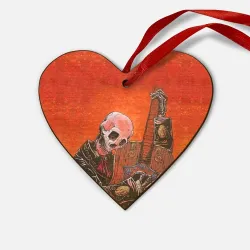 Деревянная игрушка Сердце Скелет с гитарой