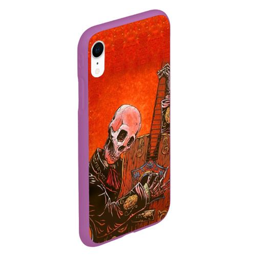 Чехол для iPhone XR матовый Скелет с гитарой, цвет фиолетовый - фото 3