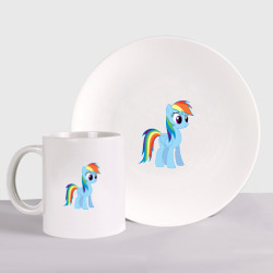 Набор: тарелка + кружка Пони радуга