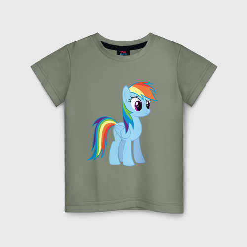 Детская футболка хлопок Пони радуга, цвет авокадо