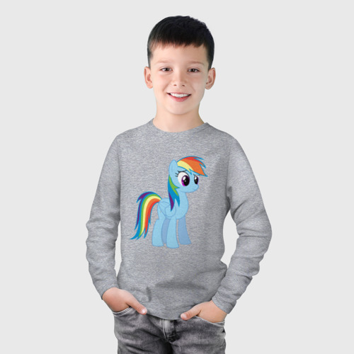 Детский лонгслив хлопок с принтом Пони радуга, фото на моделе #1