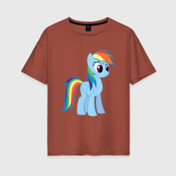 Женская футболка хлопок Oversize Пони радуга