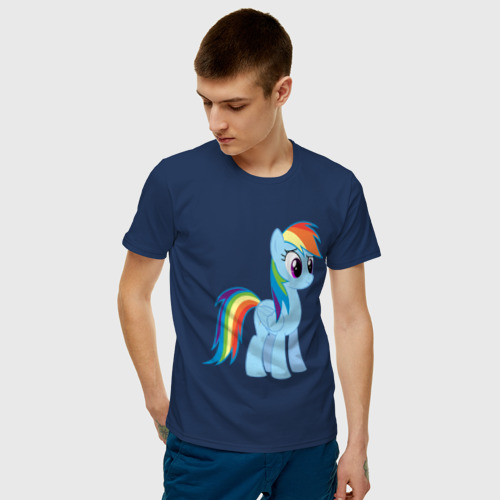 Мужская футболка хлопок Пони радуга, цвет темно-синий - фото 3