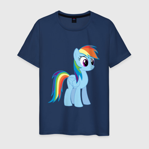 Мужская футболка хлопок Пони радуга, цвет темно-синий