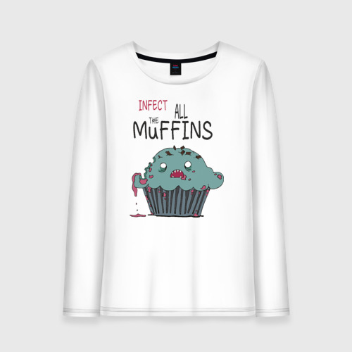 Женский лонгслив хлопок the walking muffin, цвет белый