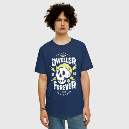 Мужская футболка хлопок Oversize Dweller Forever, цвет темно-синий - фото 3