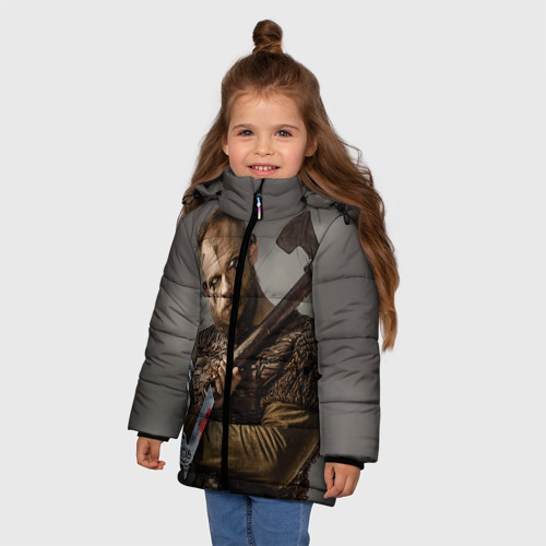 Зимняя куртка для девочек 3D с принтом Флоки, фото на моделе #1