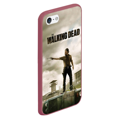 Чехол для iPhone 5/5S матовый The Walking Dead, цвет малиновый - фото 3