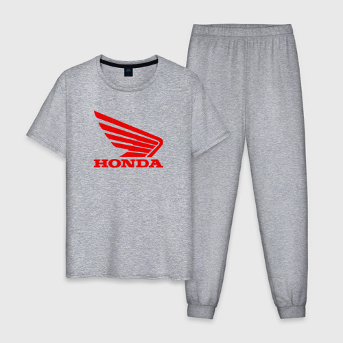 Мужская пижама хлопок с принтом Honda Red, вид спереди #2